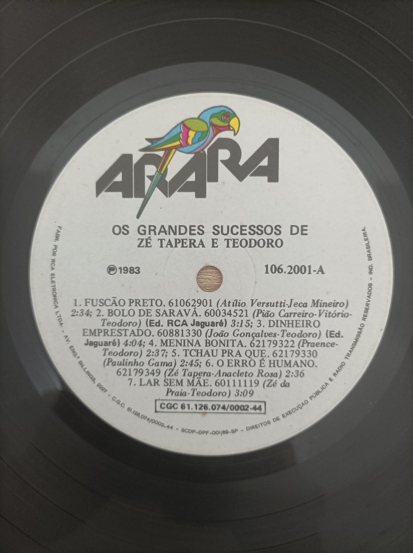 Lp Vinil Zé Tapera e Teodoro Os grandes sucessos de