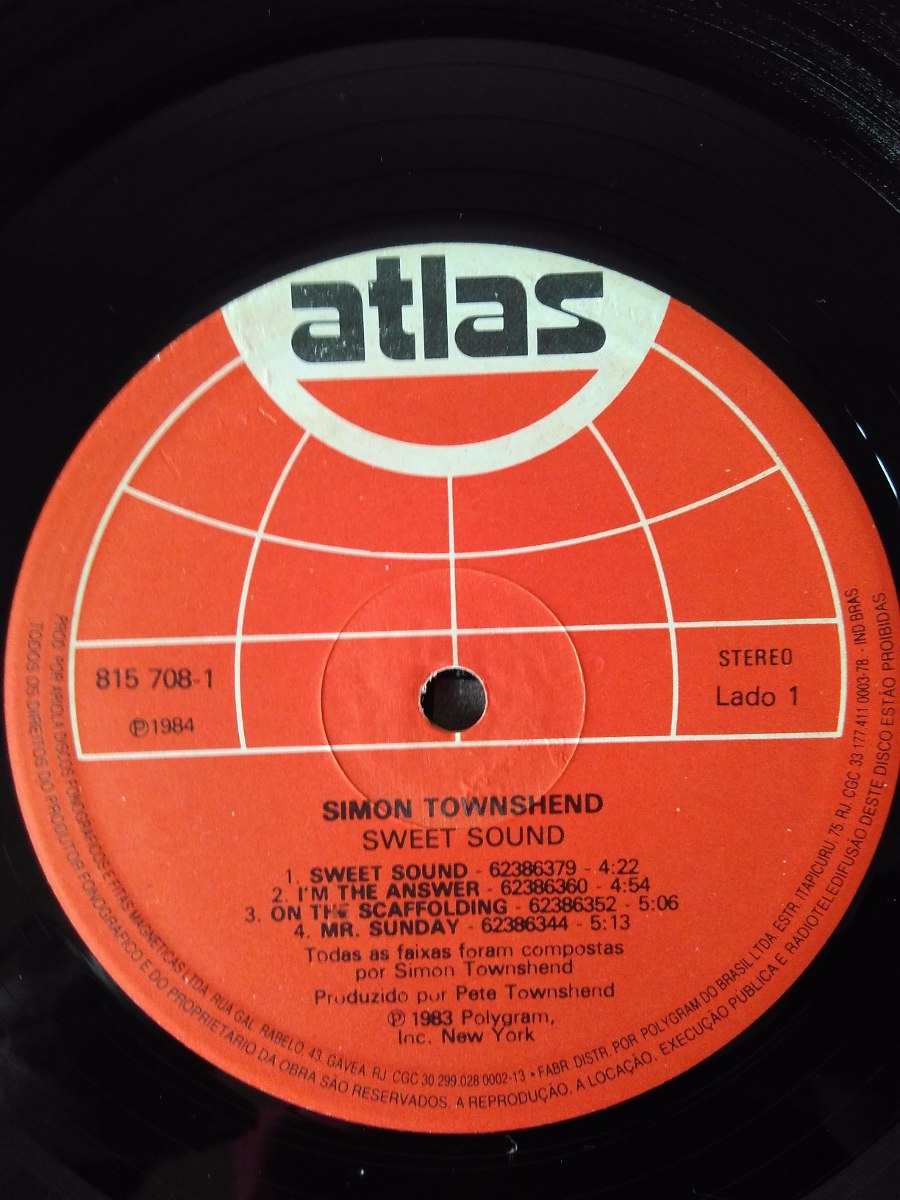 Lp Vinil Simon Townshend Sweet Sound