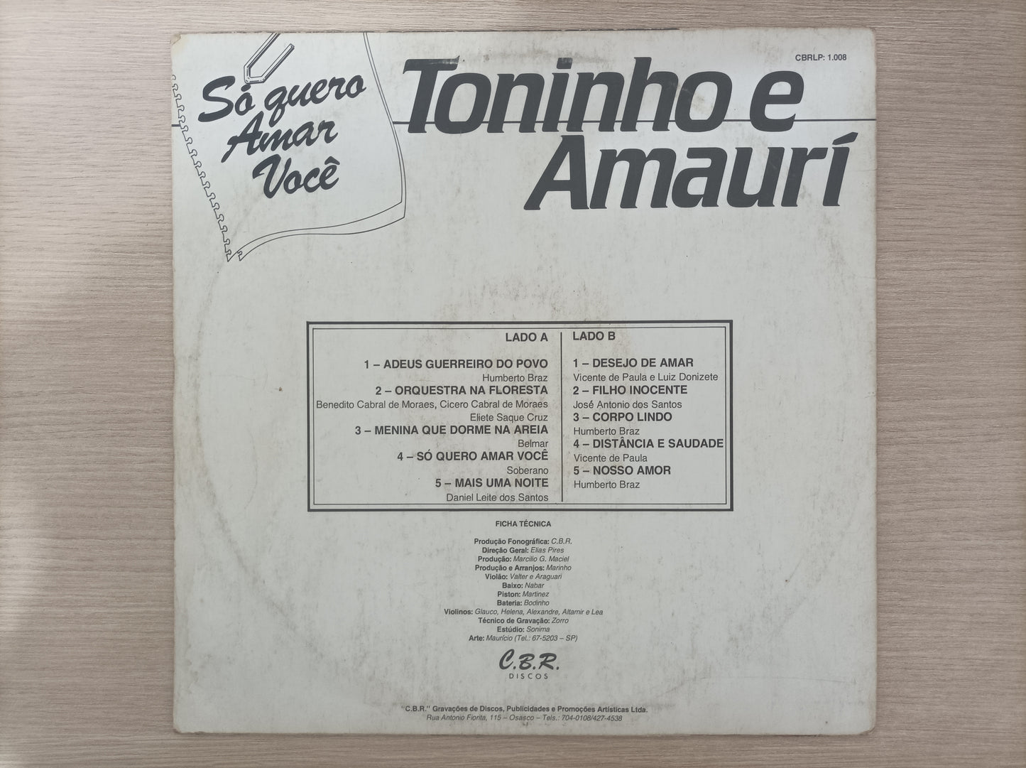 Lp Vinil Toninho e Amaurí Só quero amar você