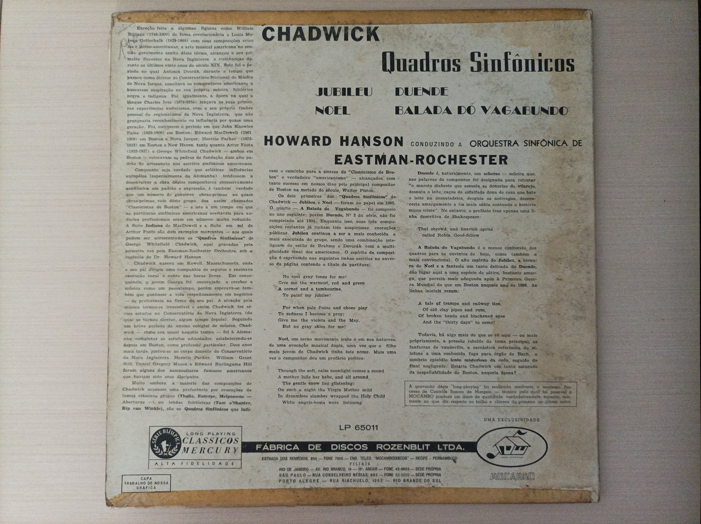 Lp Vinil Chadwick Quadros Sinfônicos