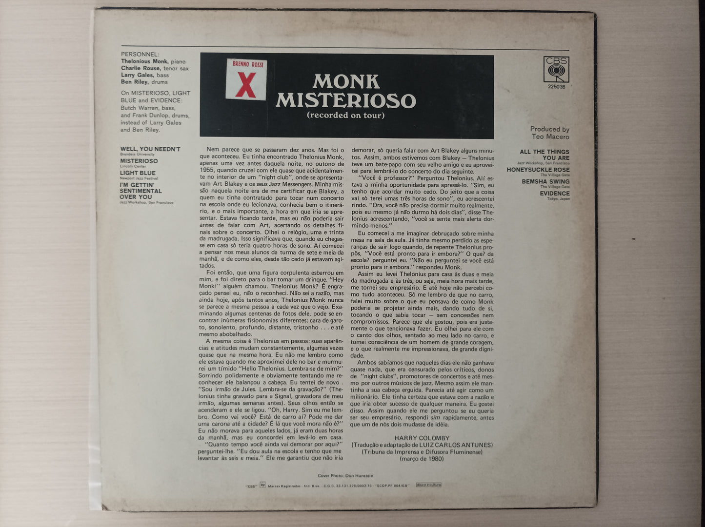 Lp Vinil Thelonius Monk Misterioso