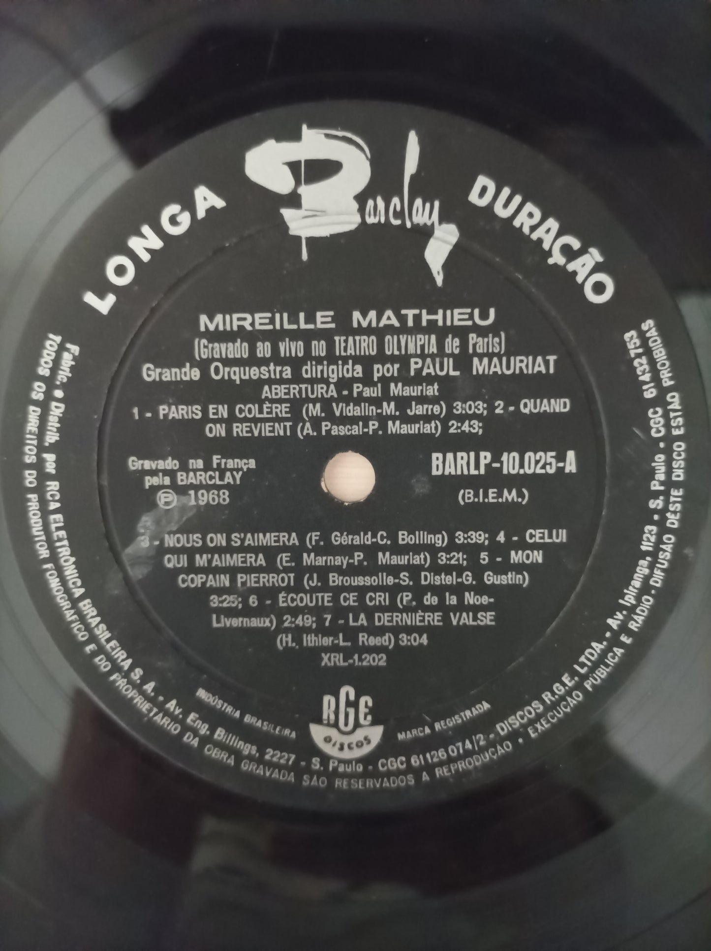 Lp Vinil Mireille Mathieu En direct de l'olympia