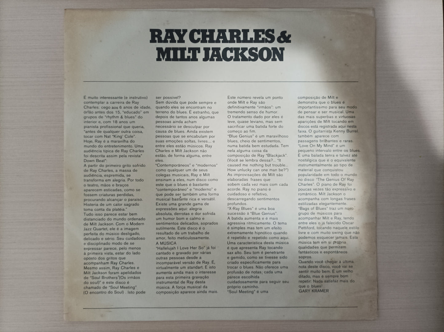 Lp Vinil Ray Charles & Milt Jackson Soul Meeting Com encarte