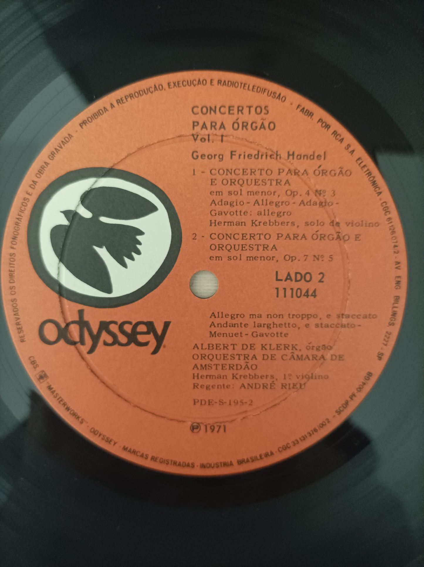 Lp Vinil Georg Friedrich Handel Concertos para orgão vol. 1