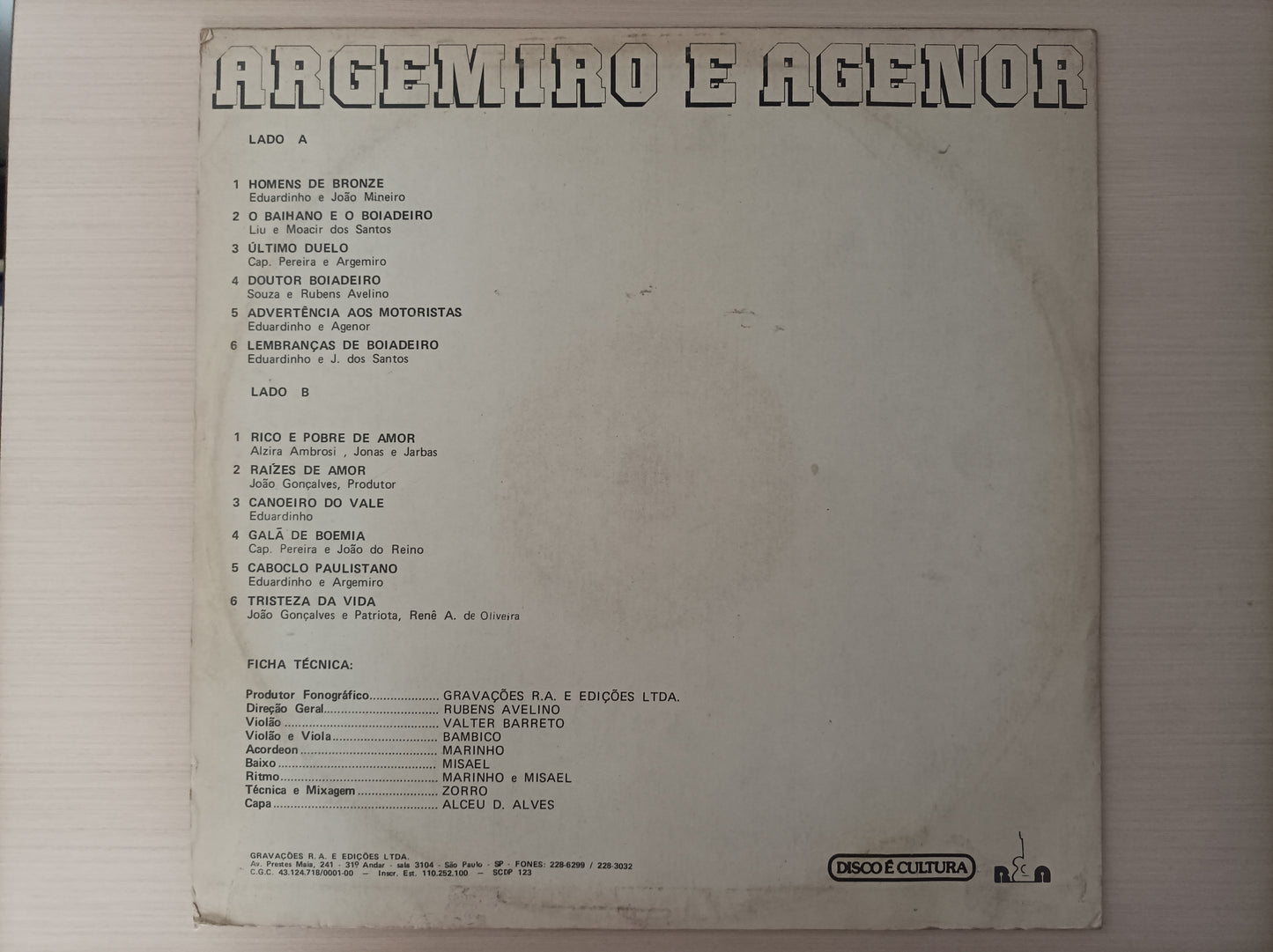 Lp Vinil Argemiro & Agenor Doutor Boiadeiro