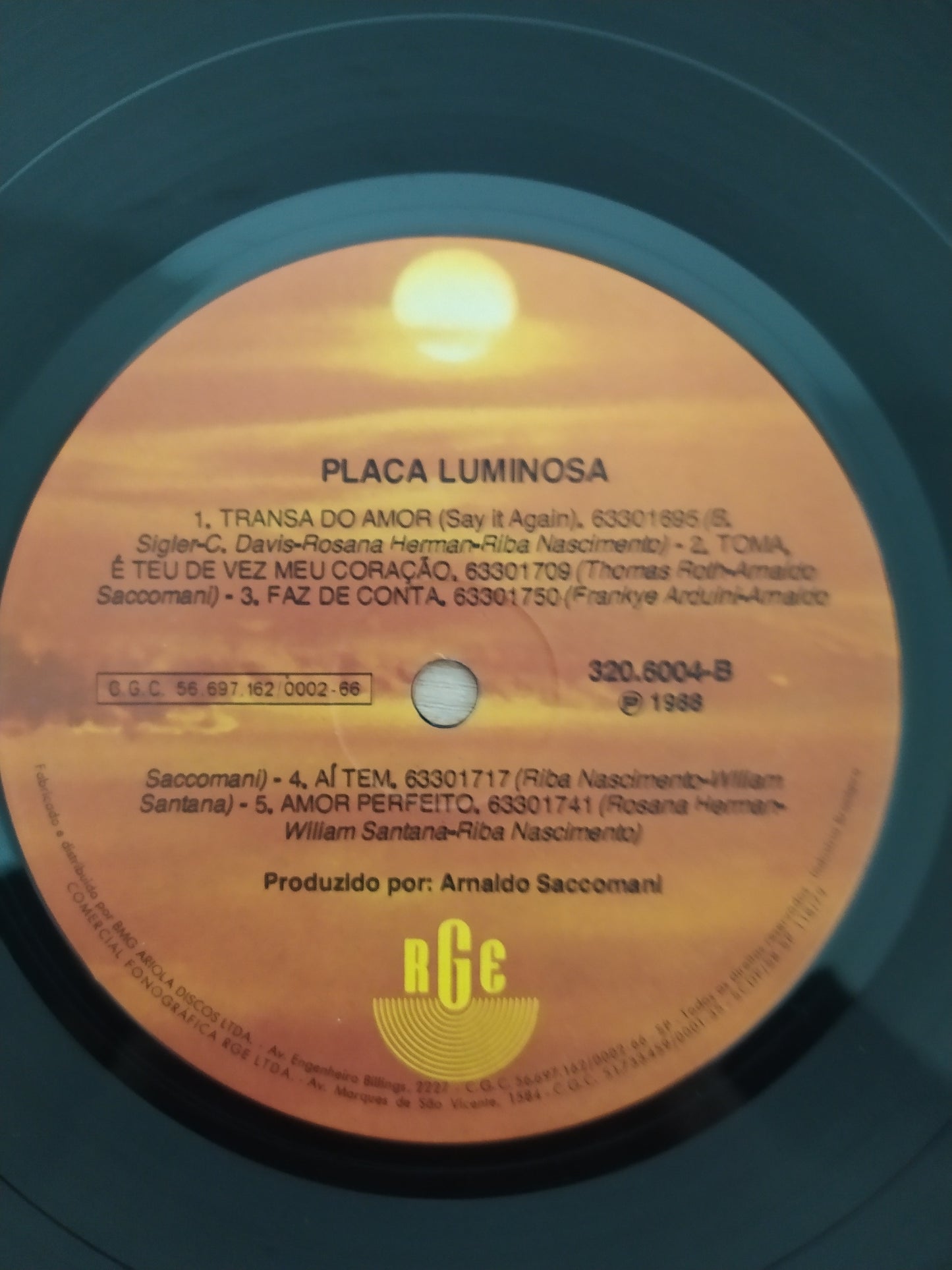 Disco Vinil 1988 Placa Luminosa a Com Encarte