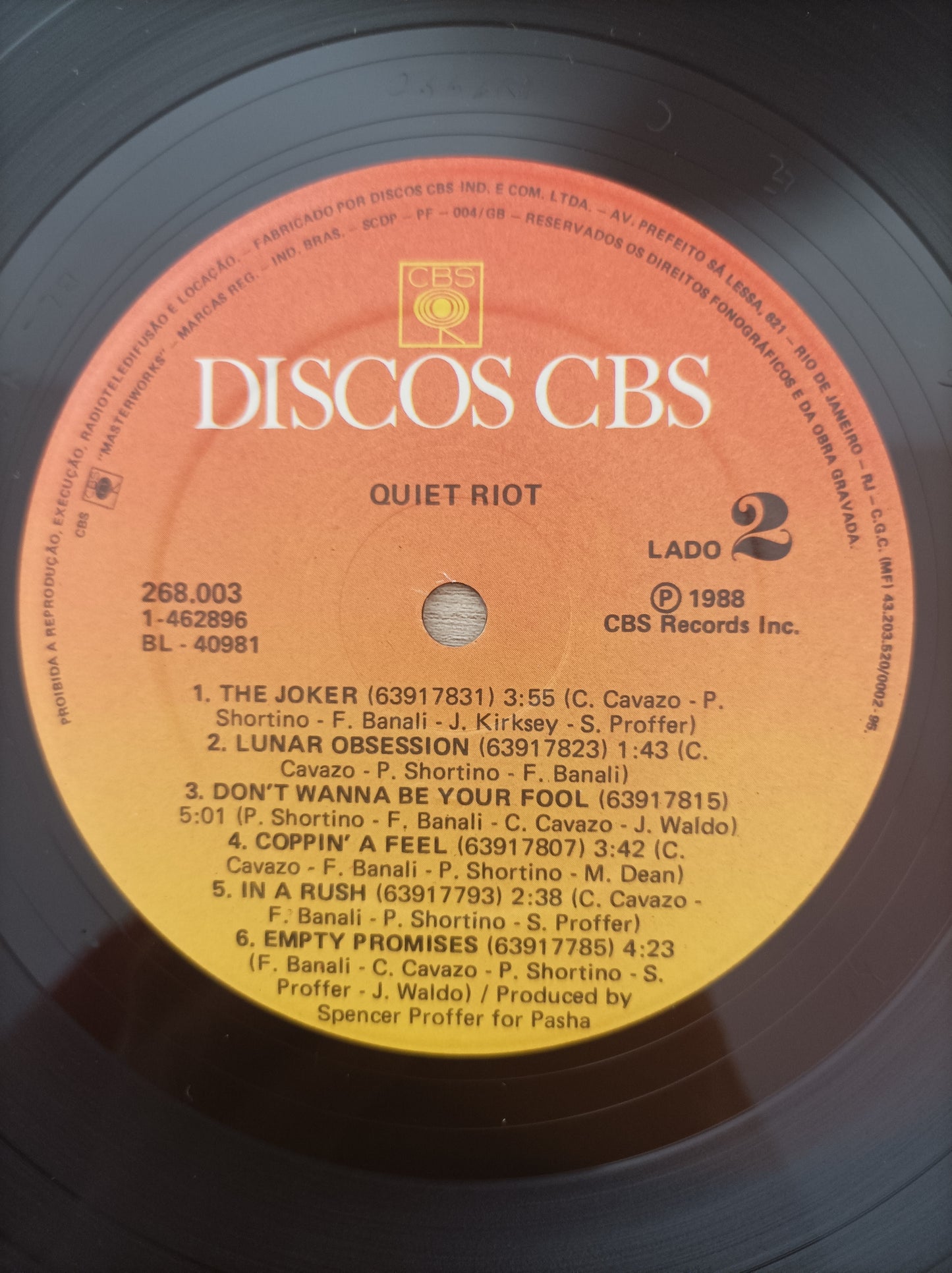 Lp Vinil Riot Quiet 1988 Com encarte