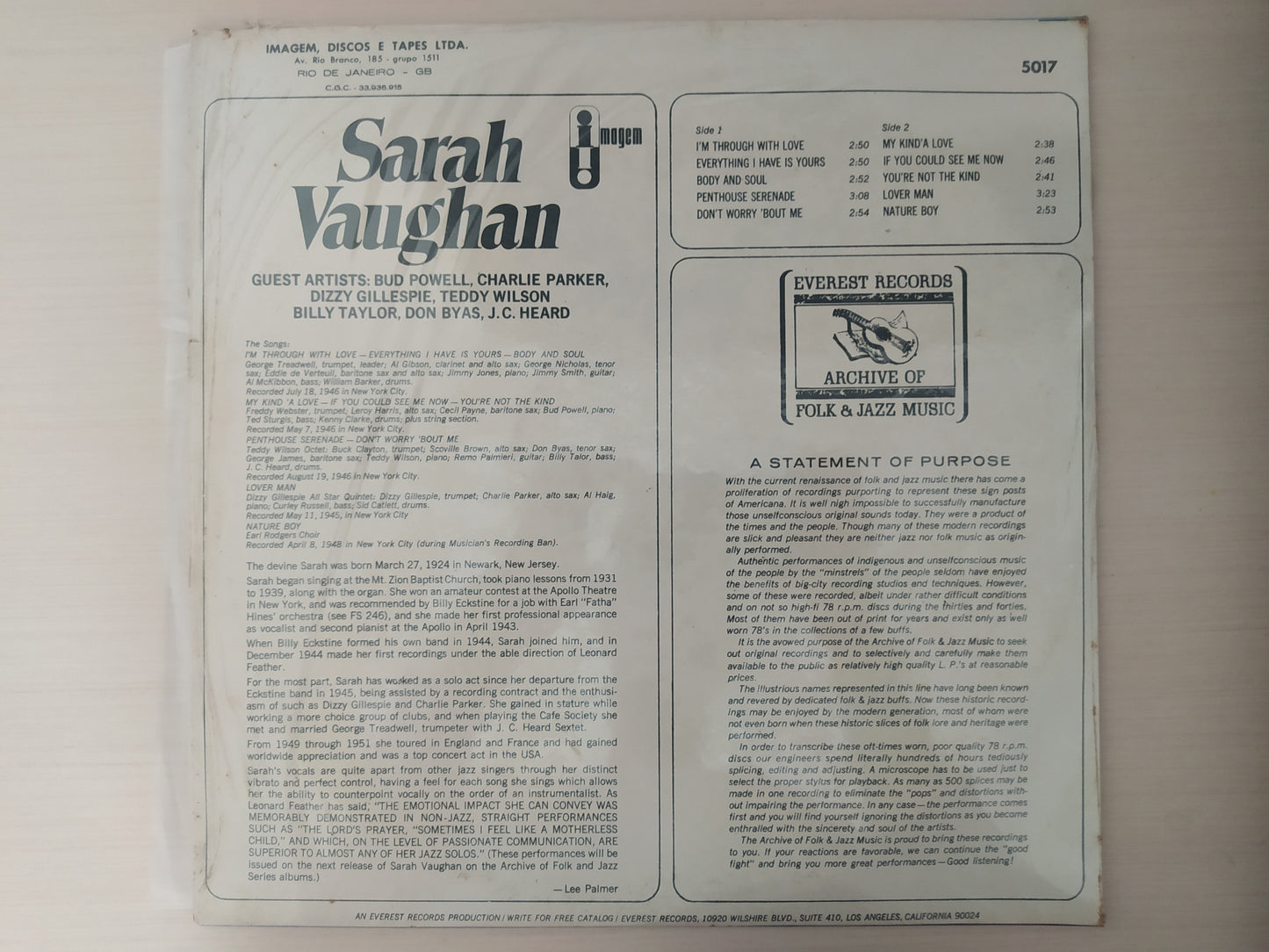Lp Vinil Sarah Vaughan Guest Artists