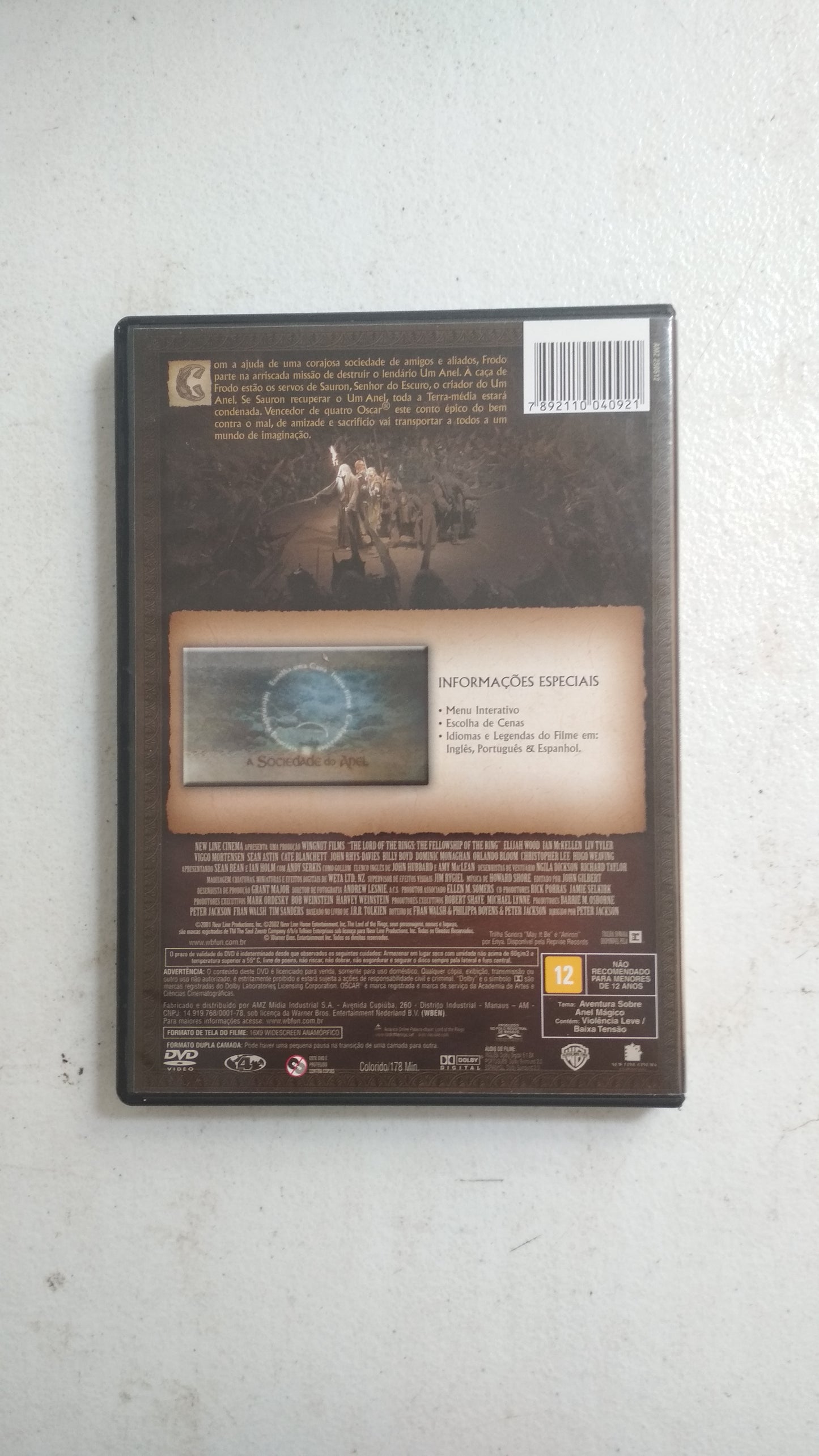 Dvd Senhor Dos Anéis - A Sociedade Do Anel