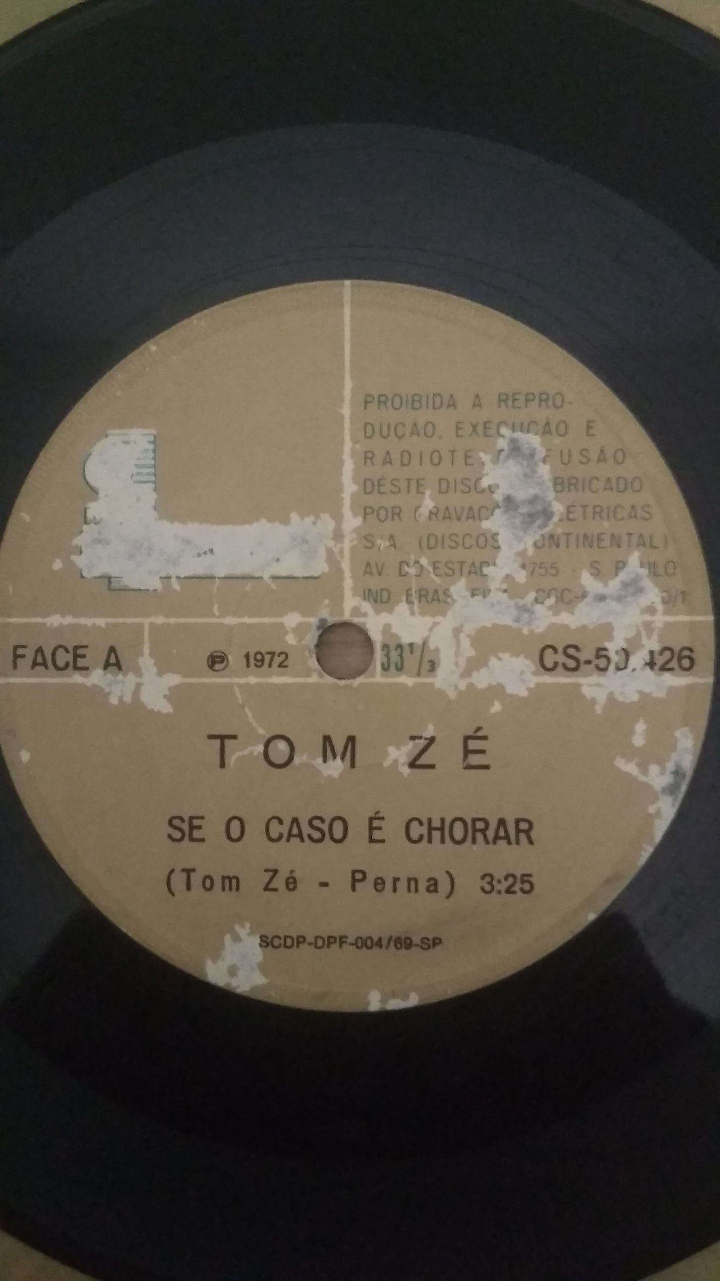 Lp Vinil Compacto Tom Zé Se o caso é chorar