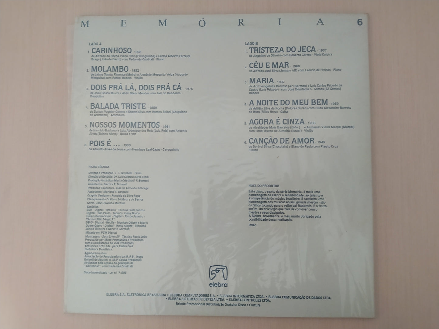 Lp Vinil Elebra Memória 6
