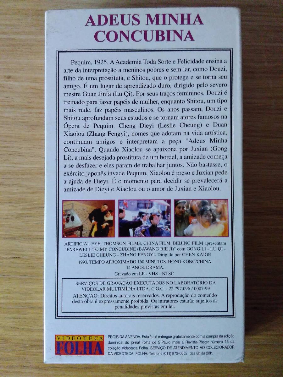 Fita VHS - Adeus Minha Concubina Folha São Paulo