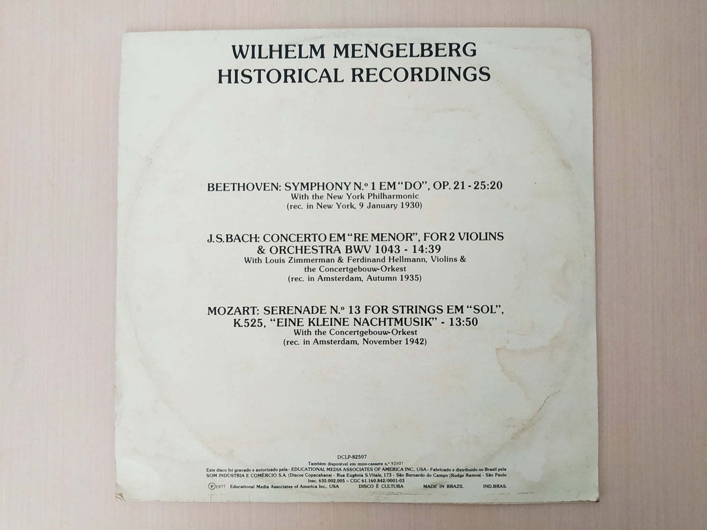 Lp Vinil Willem Mengelberg