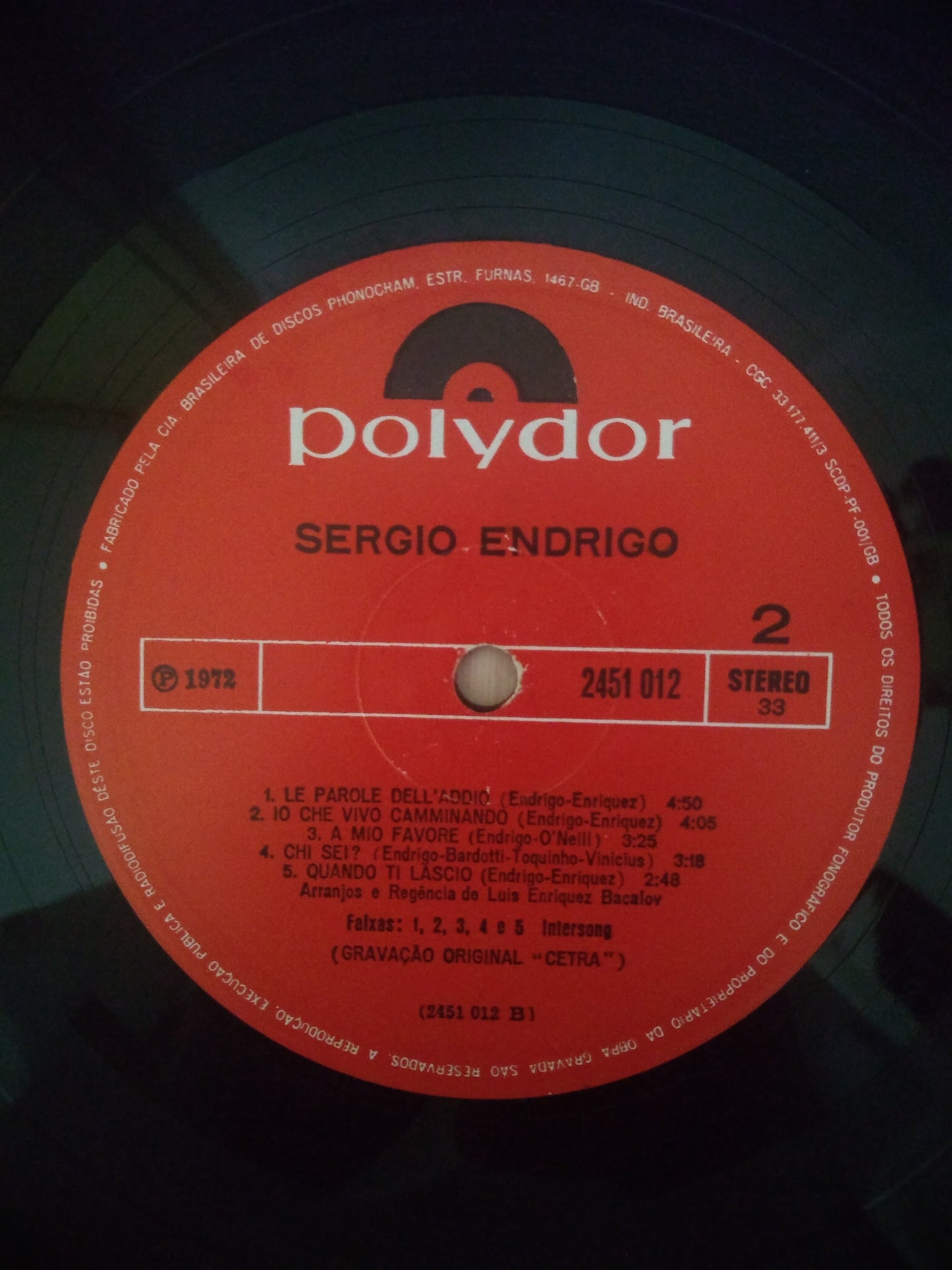 Lp Vinil Sergio Endrigo 1972