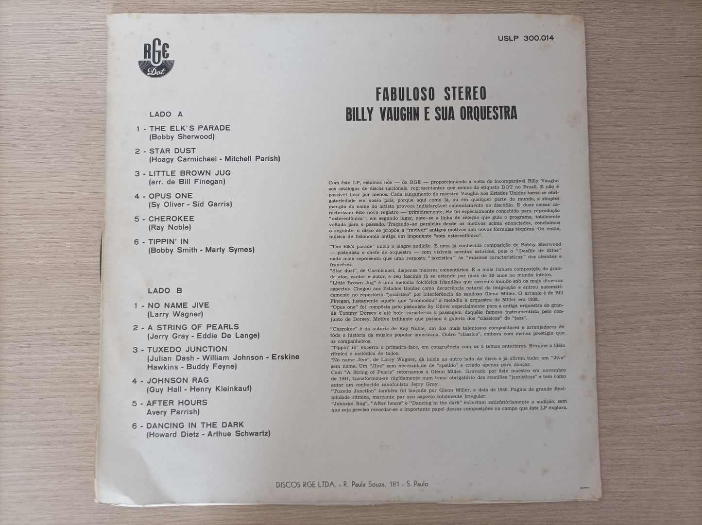 Lp Vinil Billy Vaughin Fabuloso Stereo