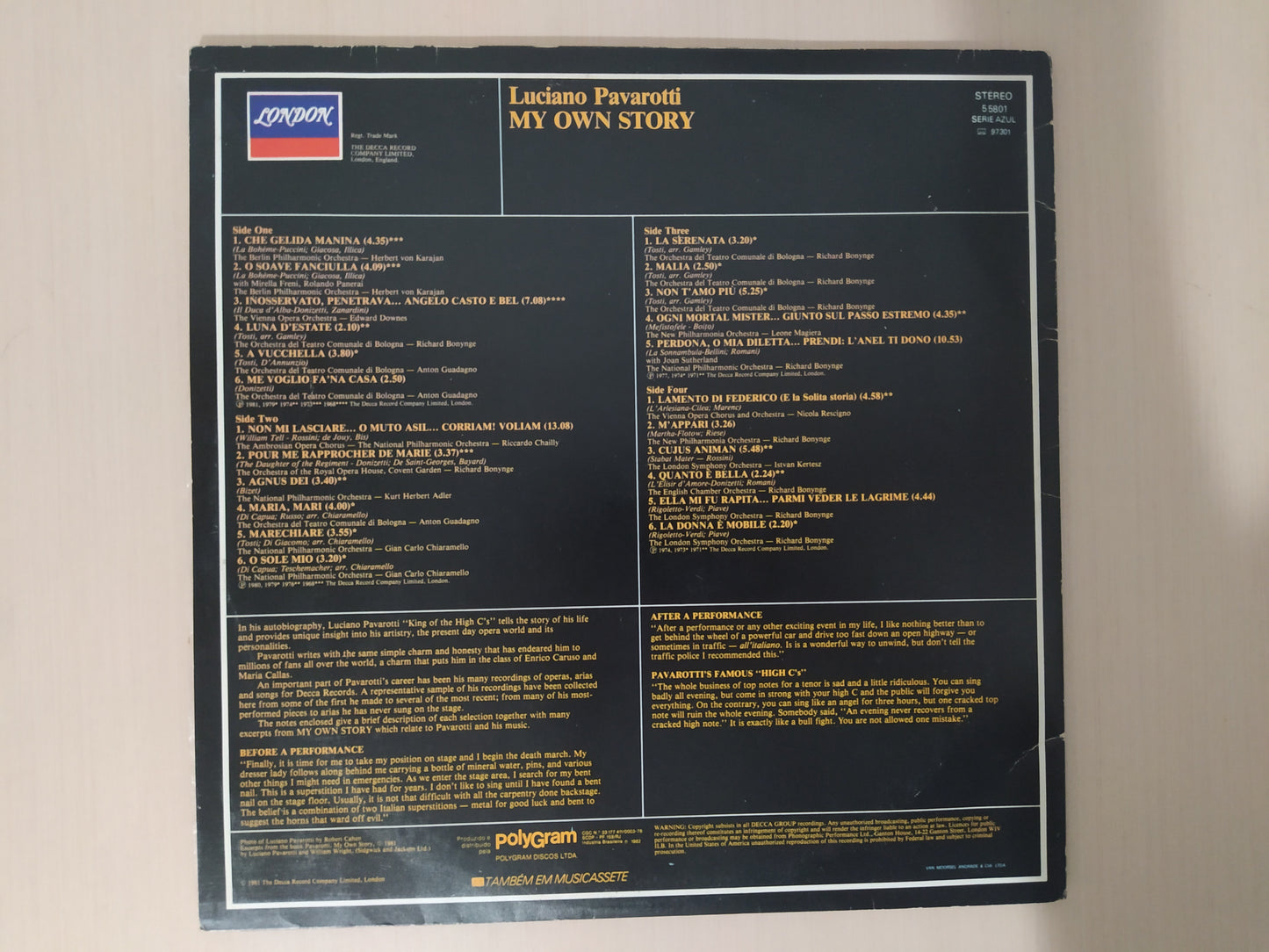 Lp Vinil Luciano Pavarotti My Own Story Duplo