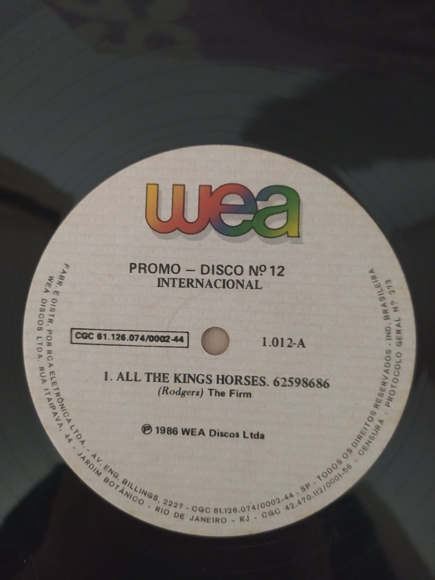 Lp Vinil Wea The Firm All The Kings Horses