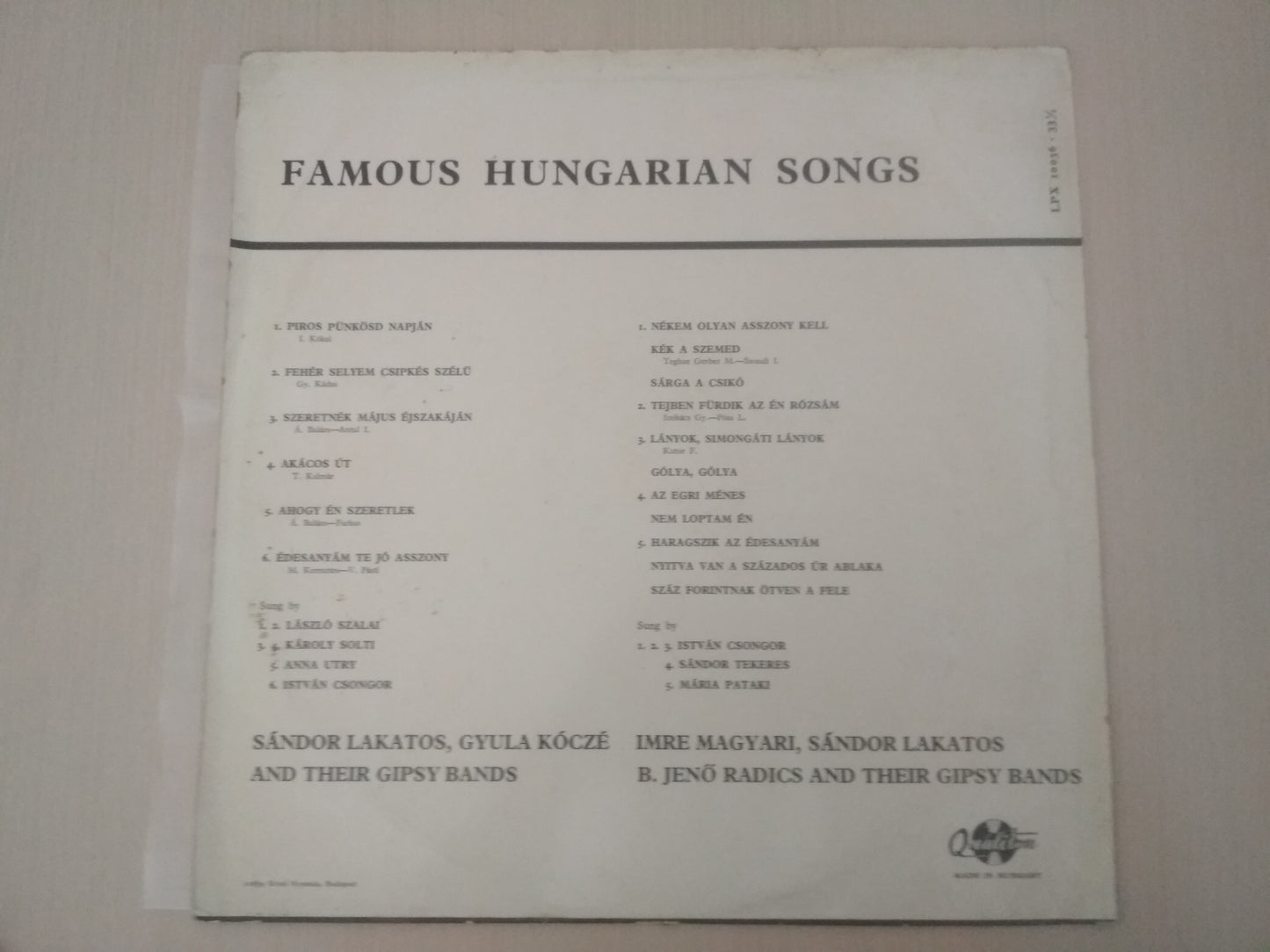 Lp Vinil Famous Hungarian Songs