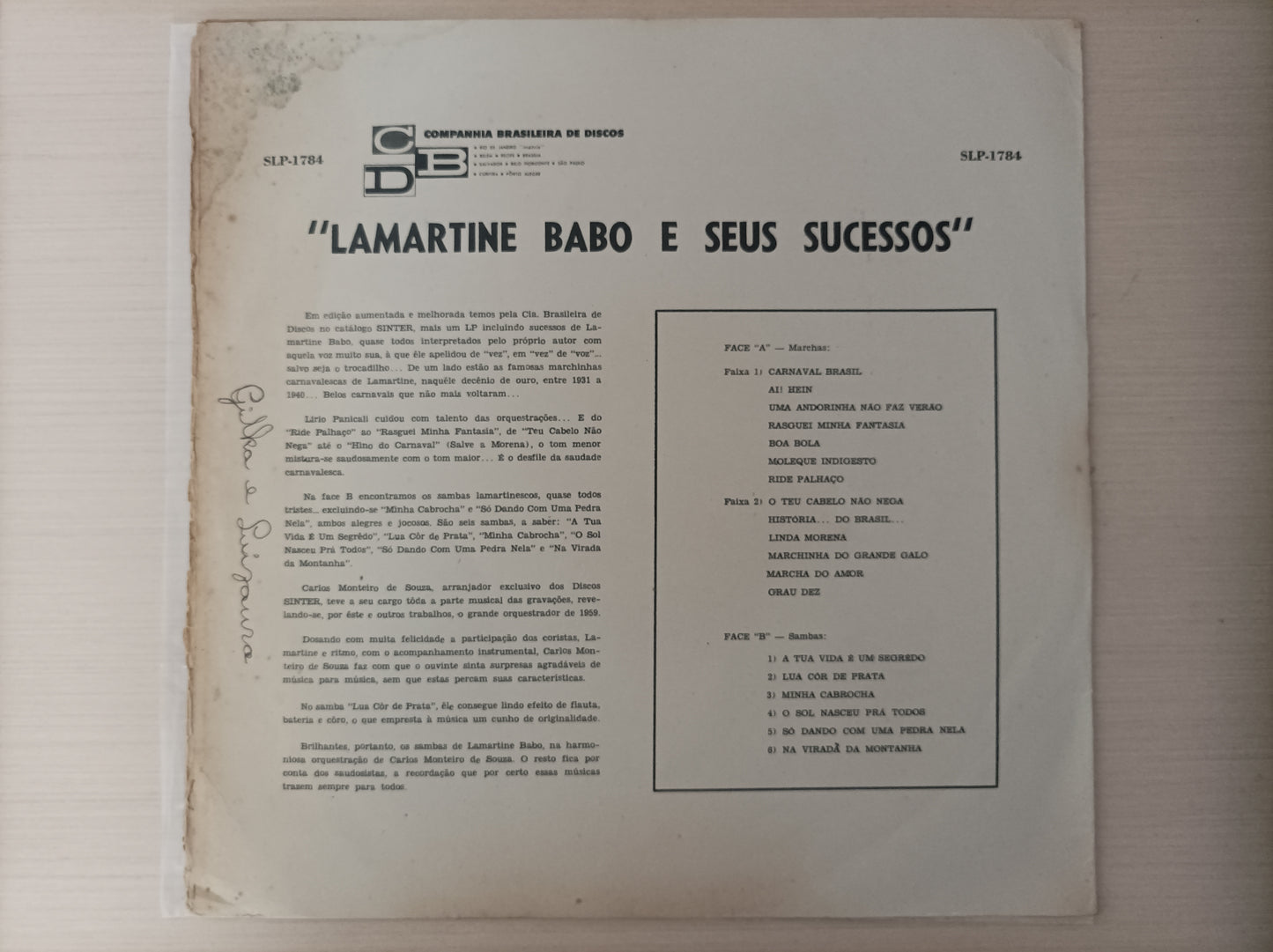 Lp Vinil Lamartine Babo e seus sucessos