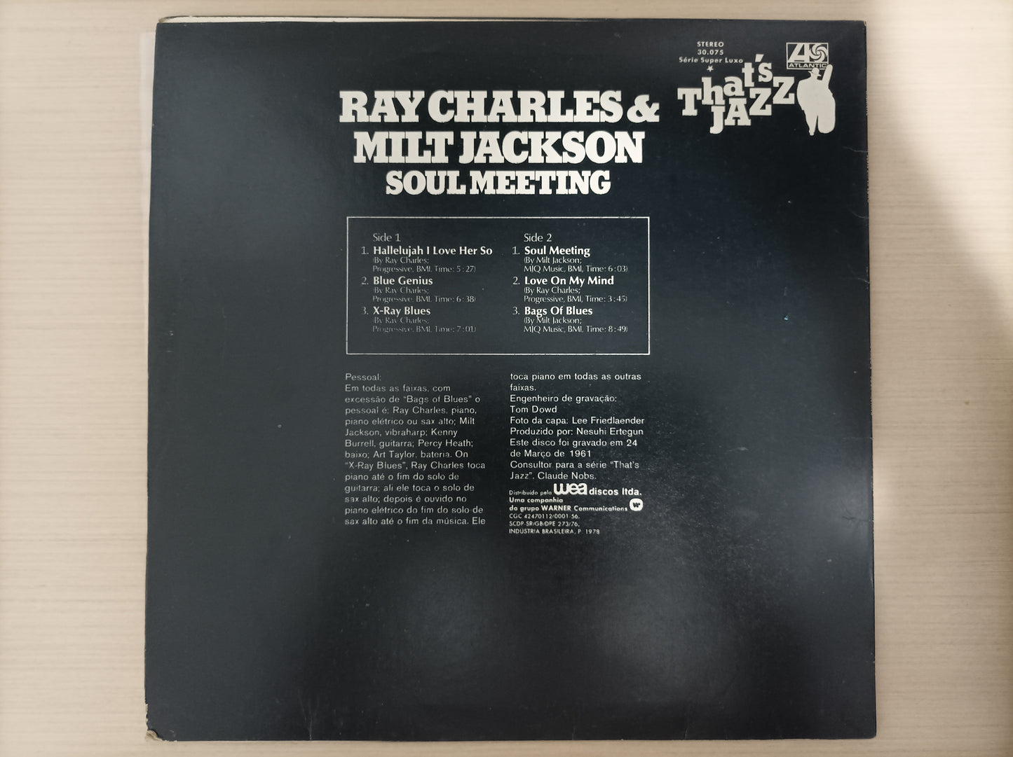 Lp Vinil Ray Charles & Milt Jackson Soul Meeting Com encarte