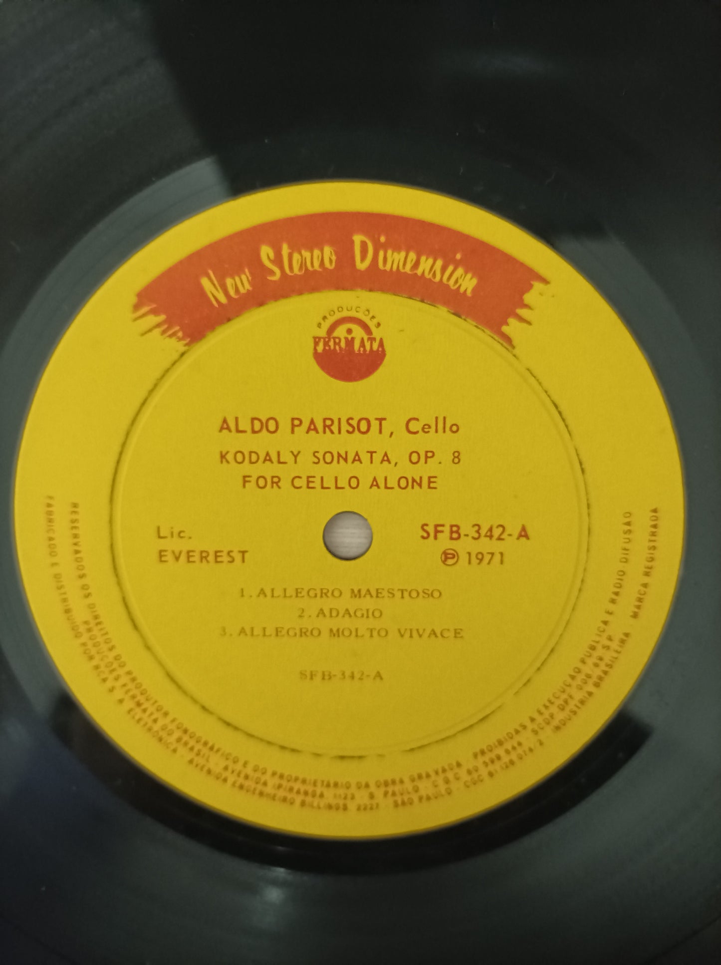 Lp Vinil Aldo Paridot Kodaly Sonata for Cello Alone
