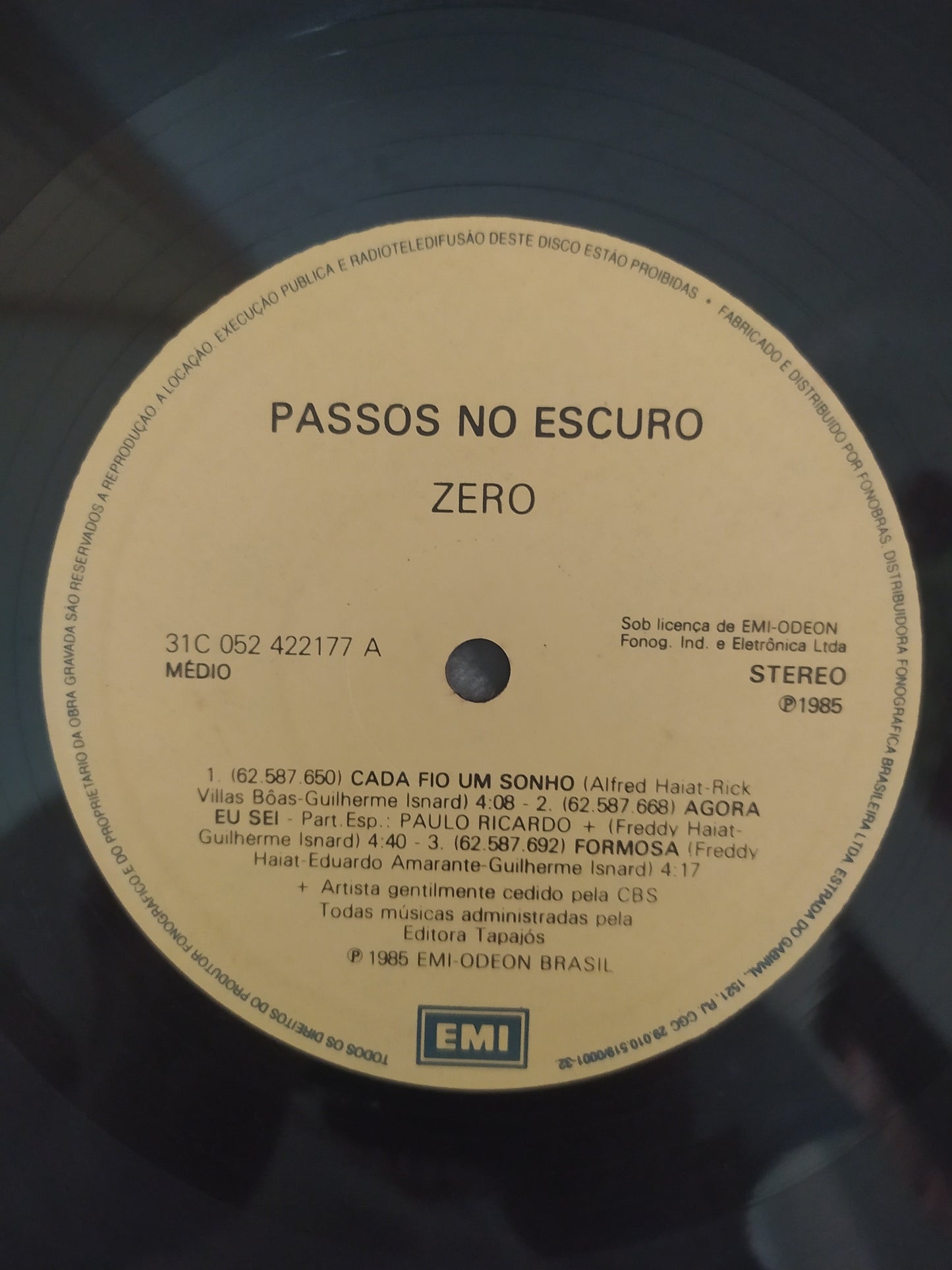 Lp Vinil Zero Passos No Escuro Com Encarte