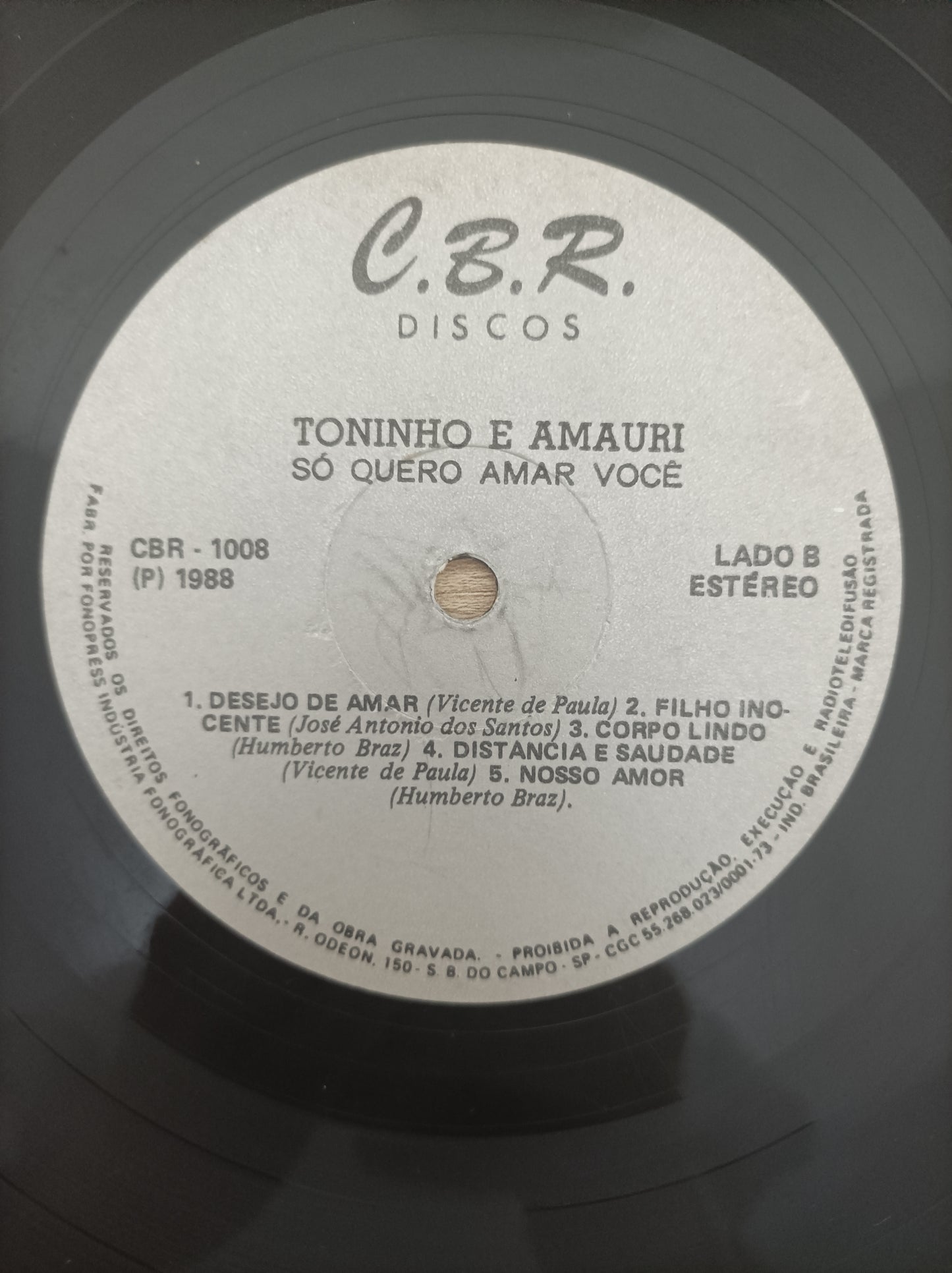 Lp Vinil Toninho e Amaurí Só quero amar você