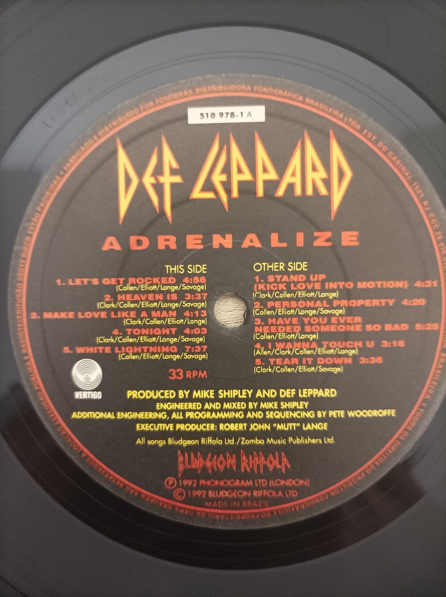 Lp Vinil Def Leppard Adrenalize Com encarte