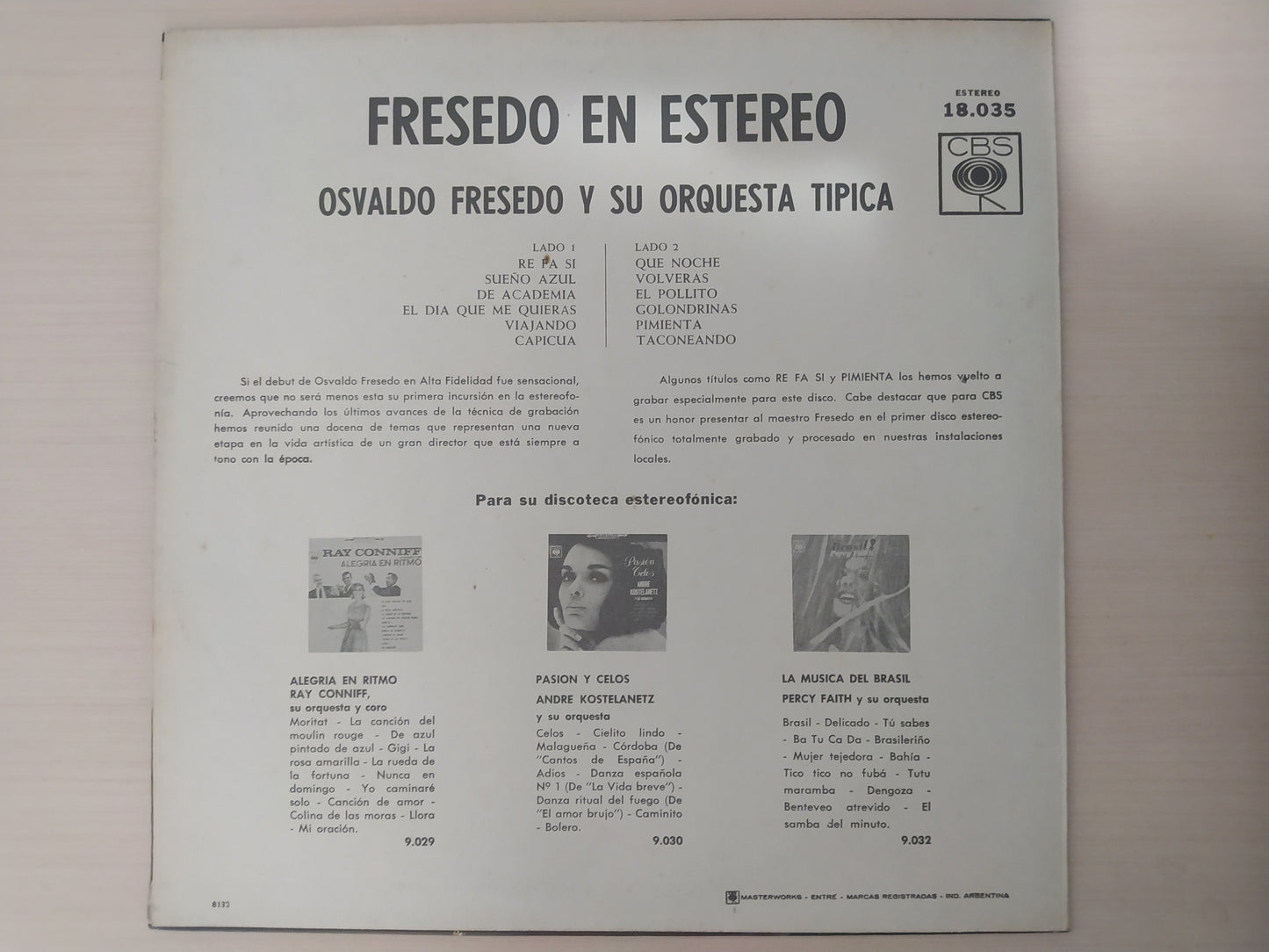 Lp Vinil Fresedo En Estereo Importado