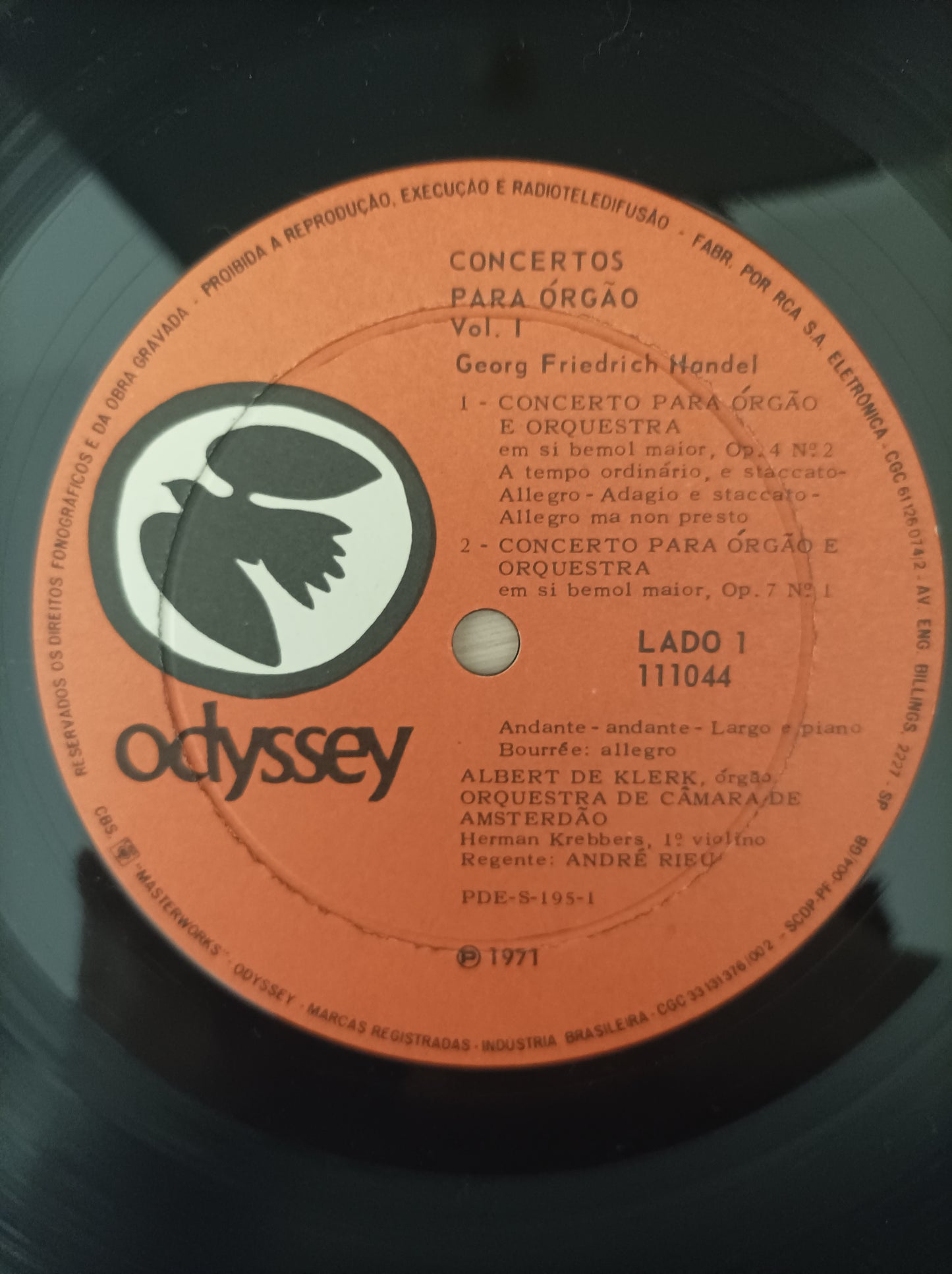 Lp Vinil Georg Friedrich Handel Concertos para orgão vol. 1