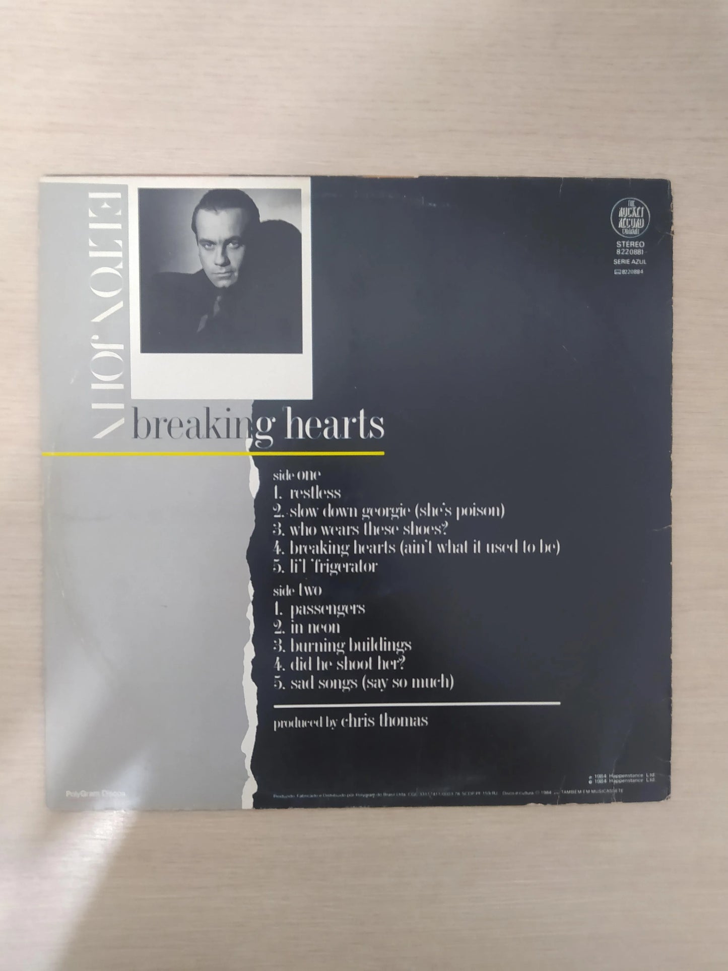 Lp Vinil Elton John Breaking Hearts Com Encarte