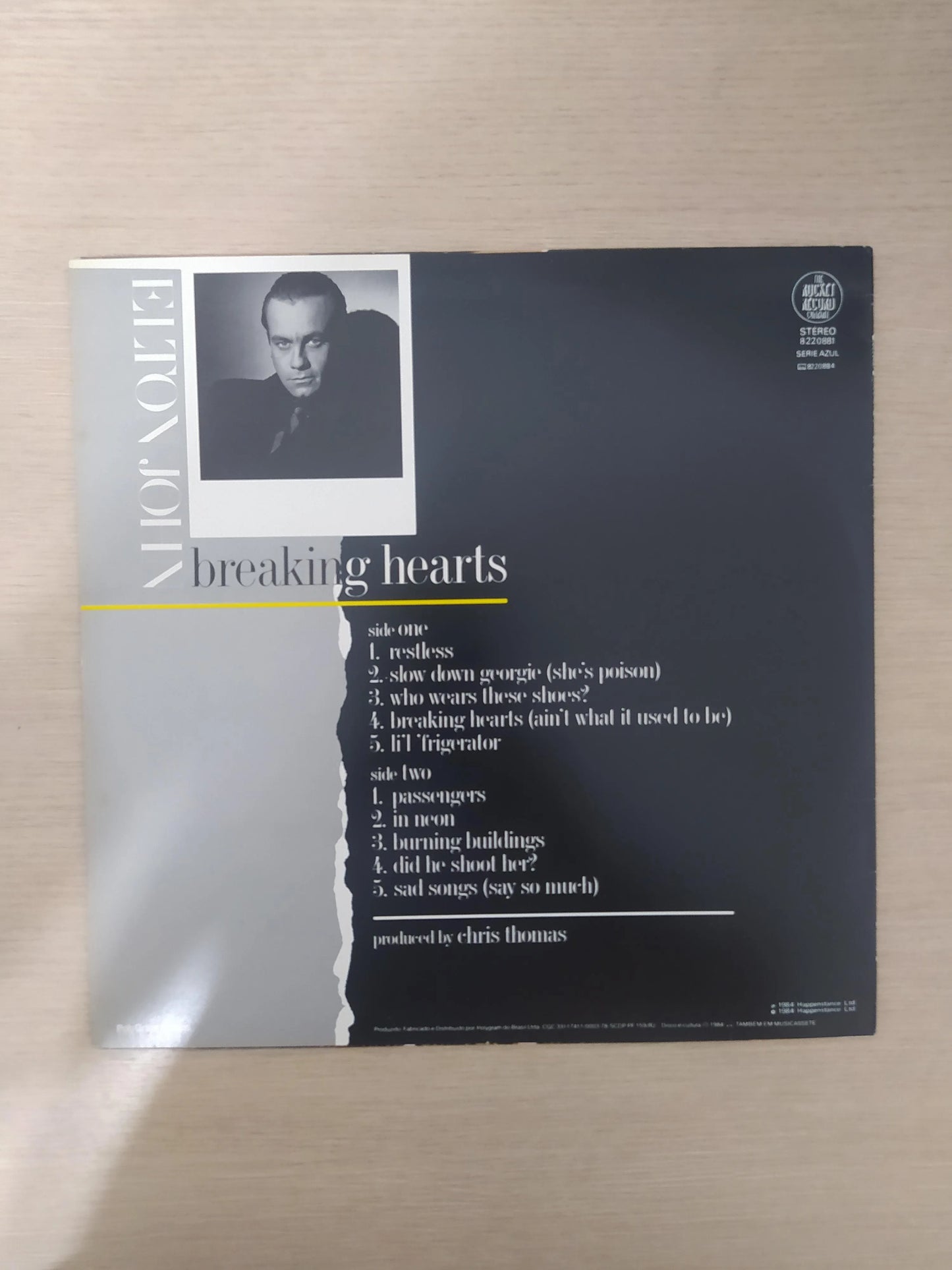 Disco Vinil Breaking Hearts Elton John Com Encarte A