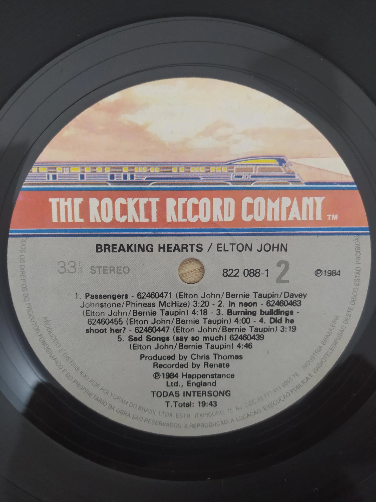 Lp Vinil Elton John Breaking Hearts Com Encarte