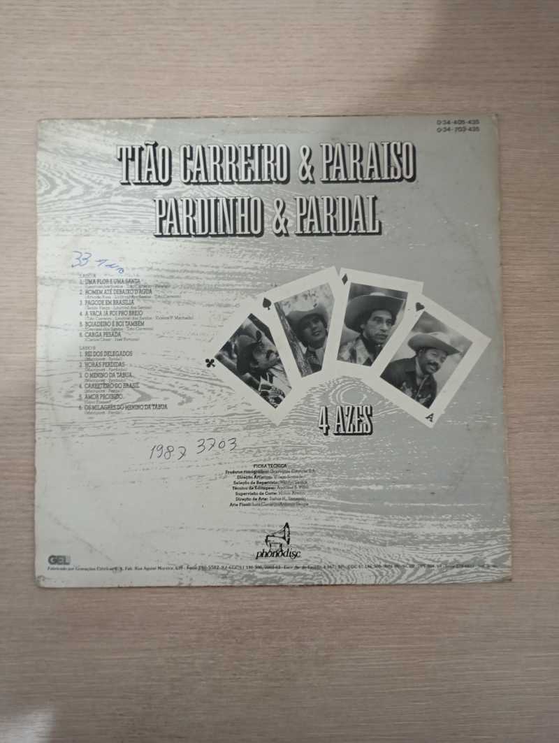 Lp Vinil Tião Carreiro Paraíso Pardinho Pardal 4 Azes