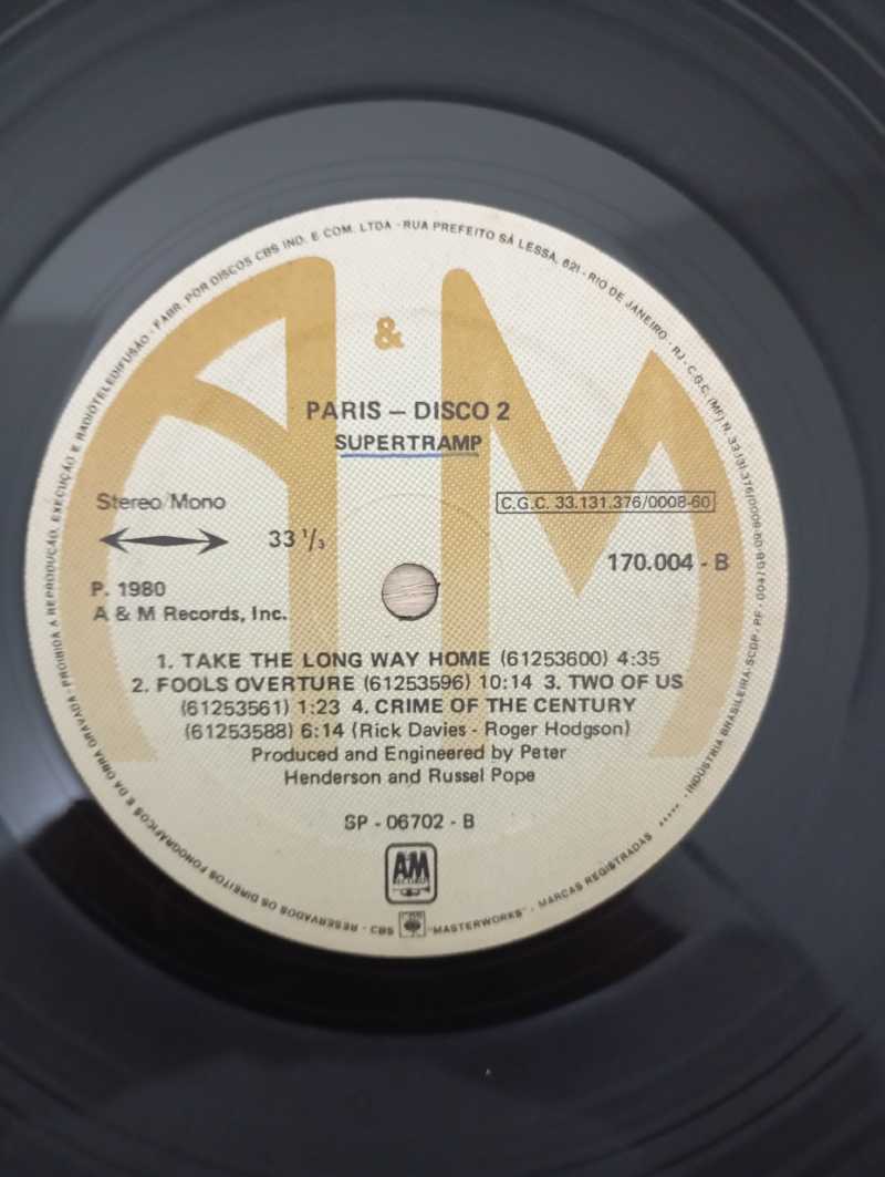 Lp Vinil Supertramp Paris Duplo
