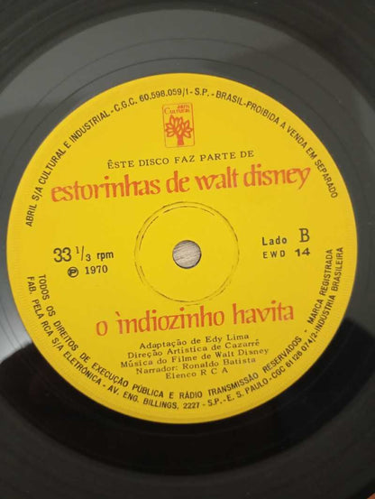 Compacto Vinil Estorinhas de Walt Disney O Índiozinho