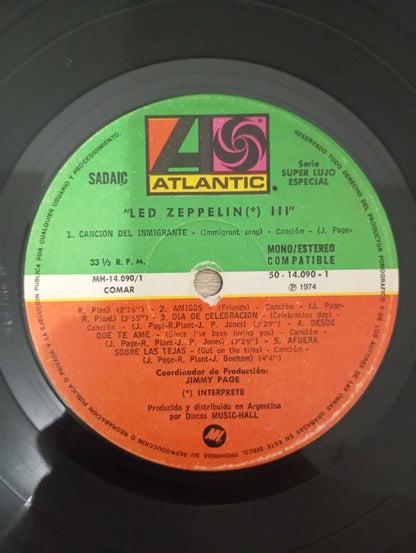 Lp Vinil Led Zeppelin III Argentina Capa Dupla Importado