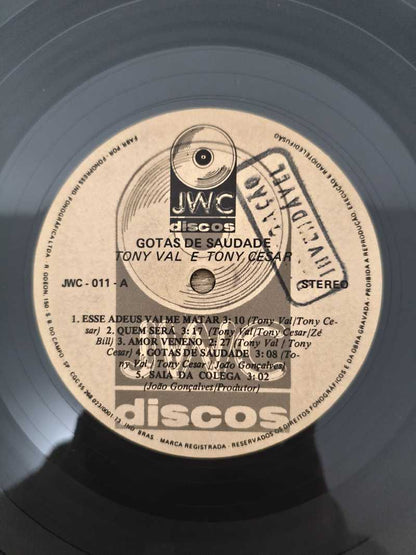 Lp Vinil Toni Val & Toni Cezar Gotas de Saudade