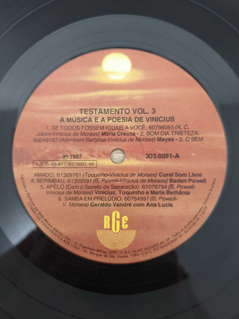 Lp Vinil Vinicius De Moraes Testamento Vol. 3