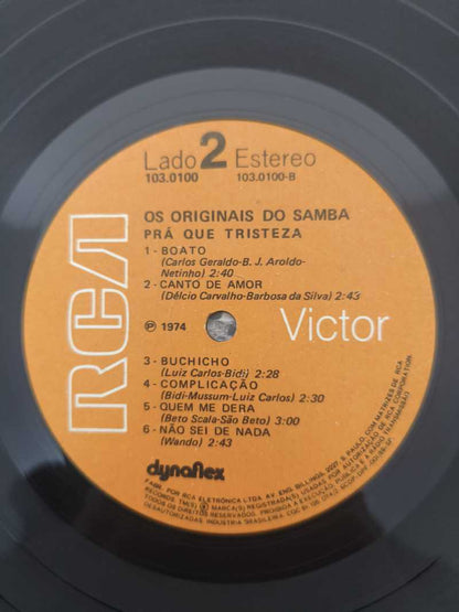 Lp Vinil Os Originais Do Samba Pra Que Tristeza Com Encarte