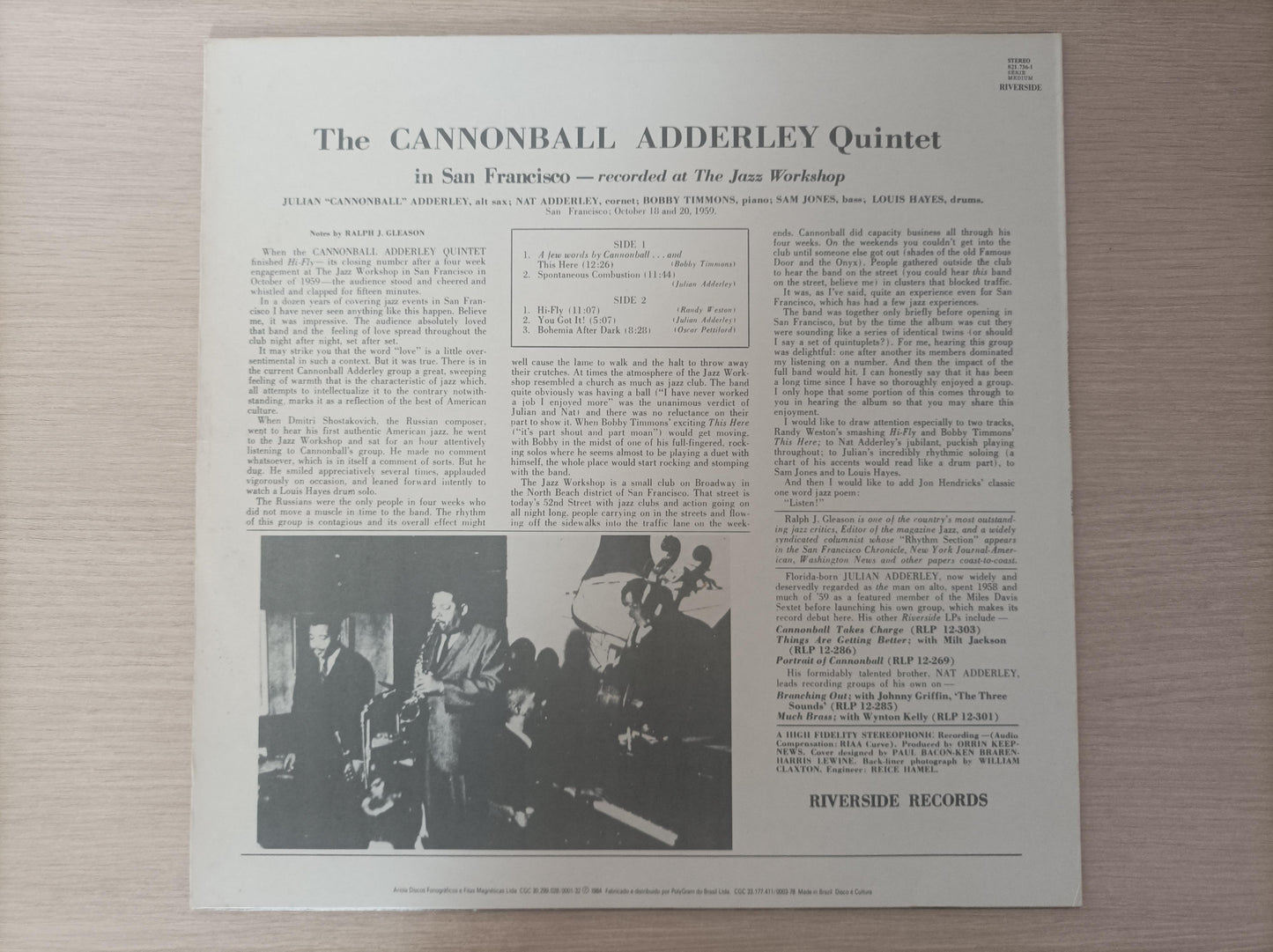 Lp Vinil The Cannonball Adderley Quintet In San Francisco
