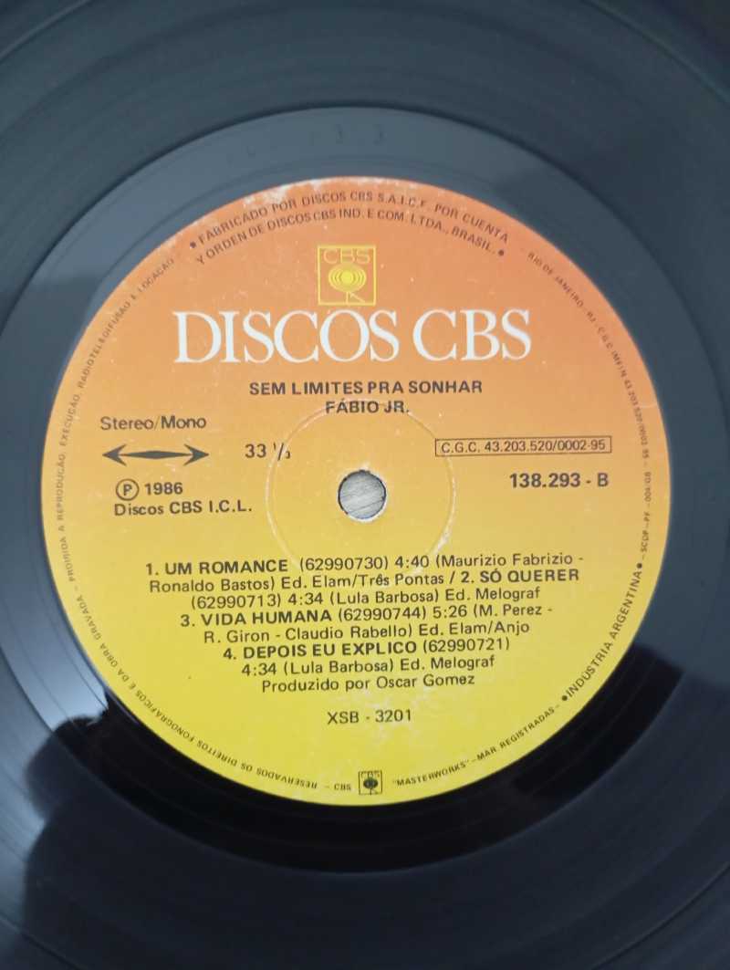 Lp Vinil Fábio Jr. Sem Limites Pra Sonhar Com Encarte