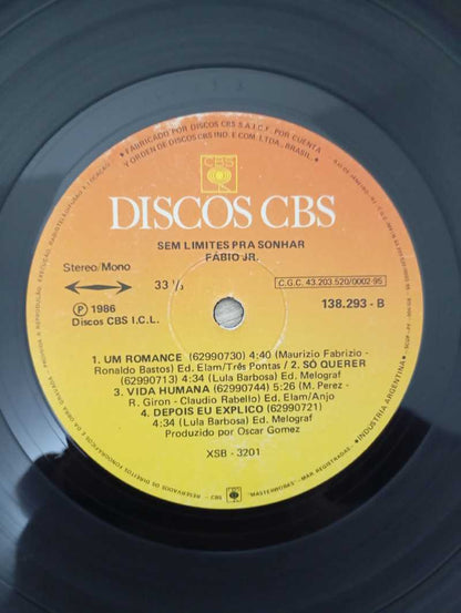 Lp Vinil Fábio Jr. Sem Limites Pra Sonhar Com Encarte