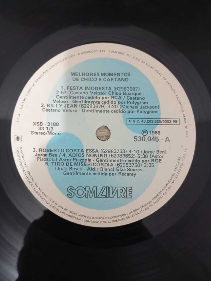 Lp Vinil Chico Buarque e Caetano Veloso Melhores Momentos