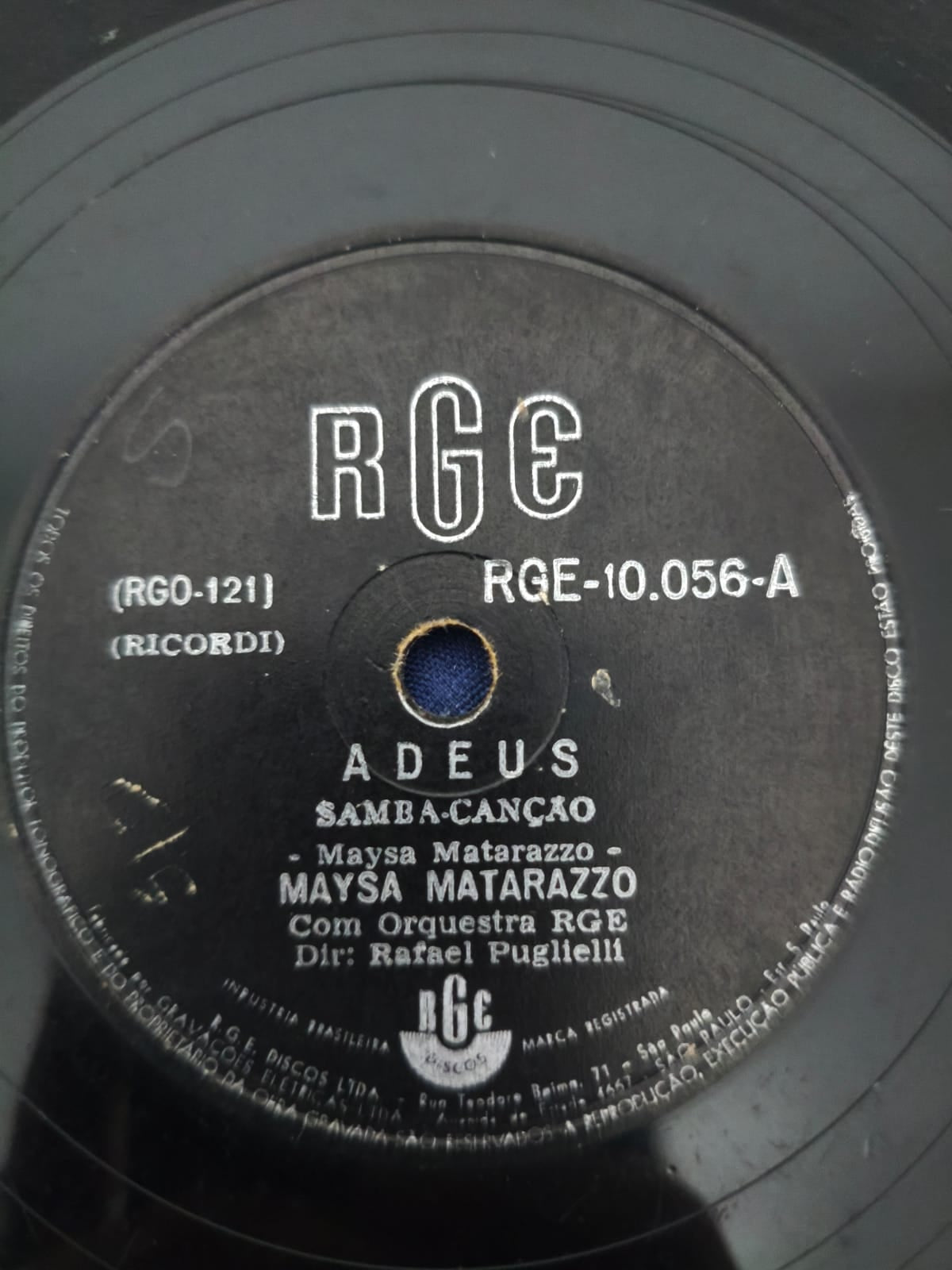 Lp Vinil 78 RPM Maysa Matarazzo Adeus / Resposta Duplo, Leia
