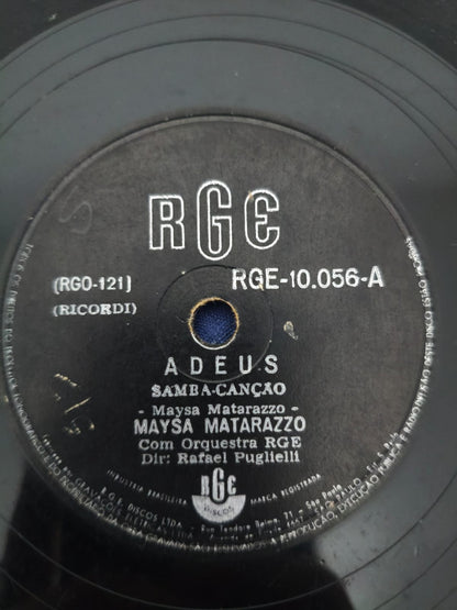 Lp Vinil 78 RPM Maysa Matarazzo Adeus / Resposta Duplo, Leia