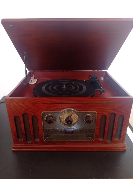 Toca discos Vintage Retrô CTX Classic com Rádio e CD