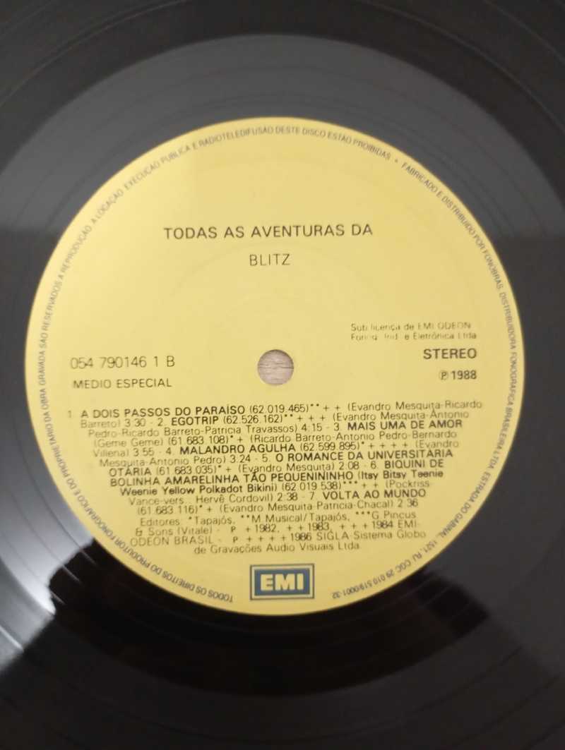 Lp Vinil Blitz Todas As Aventuras Da Blitz