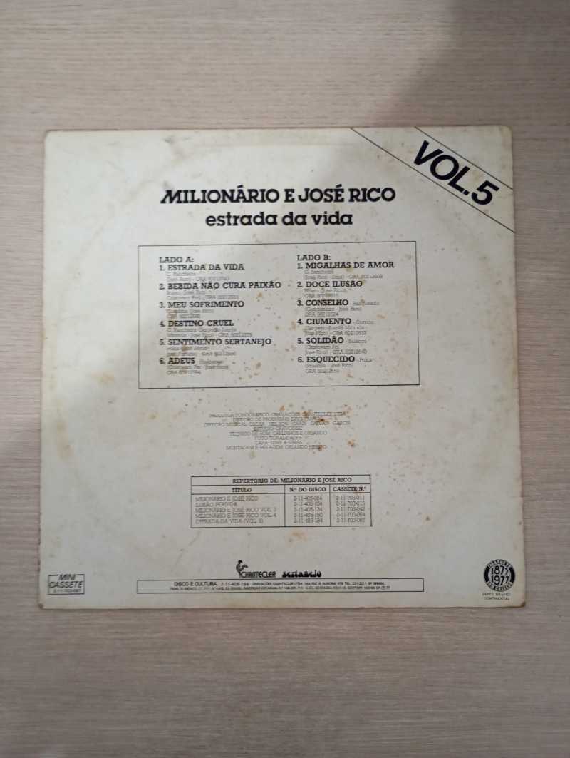 Lp Vinil Milionário & José Rico Estrada da Vida (Volume 5)