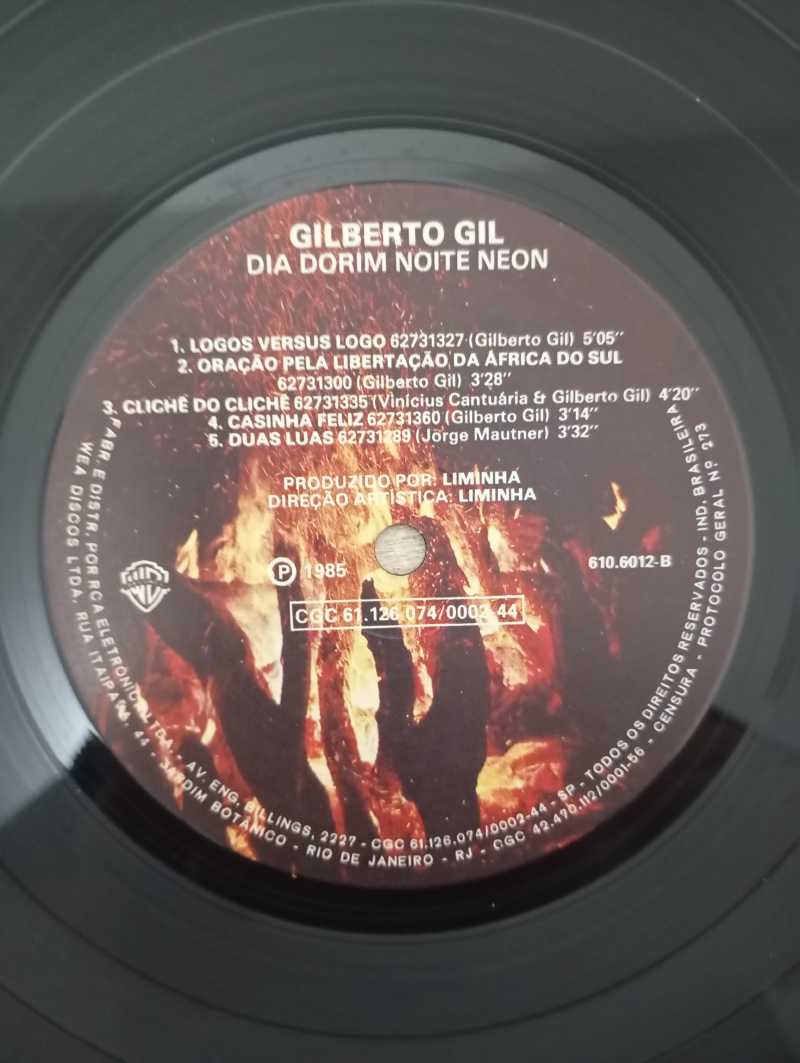 Lp Vinil Gilberto Gil Dia Dorim Noite Neon Com Encarte